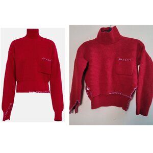 Marni 100% Virgin Wool Turtleneck Sweater Chunky Women EU42 Small Red ITALY NWOT